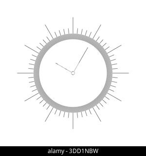 elegant and detailed wall clock concept. linear analog clock on white background Stock Photo