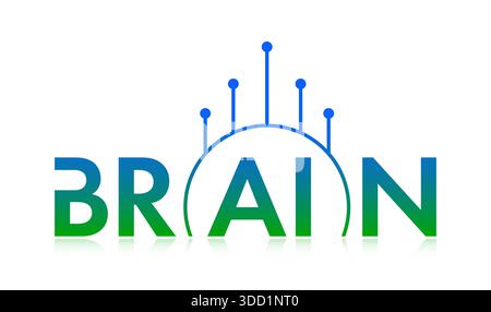 gradient brain and artificial intelligence logo. brain and artificial intelligence concept. electronic artificial intelligence Stock Photo