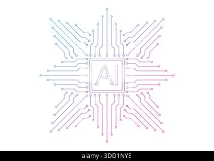 gradient outline artificial intelligence concept. artificial intelligence background. AI concept for education, business Stock Photo