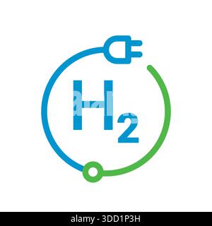 h2 and electrical plug concept. hydrogen energy concept. h2 logo. Stock Photo