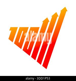hand drawn number 100 and three arrows symbol. number 100 concept with three arrows Stock Photo