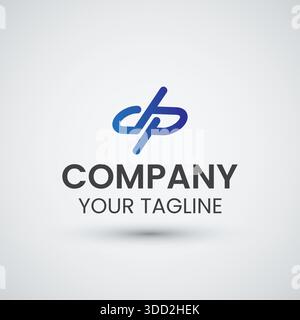 Minimalist Blue DP Monogram Logo for Technology and Digital Business Branding Stock Vector
