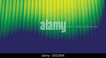 Glass green ribbed texture background with vertical fluted gradient wave effect and abstract 3D lines on dark blue backdrop stock illustration Stock Vector