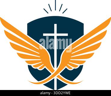 Wing Cross Religion Logo Template Faith Church Vector Design Stock Vector