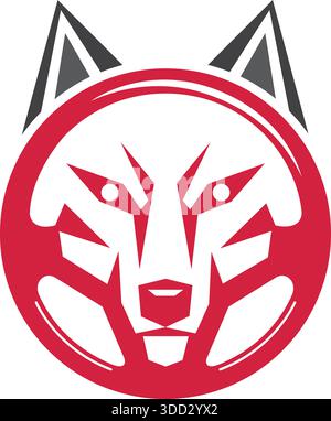 Wolf Head Animal Logo Template Sports Mascot Vector Design Stock Vector