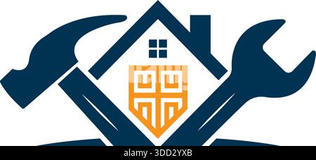 Wrench Home Building Logo Design Real Estate Vector Template Stock Vector