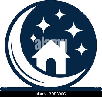 House Moon Star Logo Template Dream Home Vector Design Stock Vector