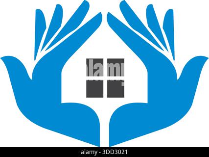 Hand House Care Logo Design Real Estate Protection Vector Template Stock Vector
