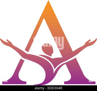 Letter A Human Fitness Logo Design Gym Template Vector Stock Vector