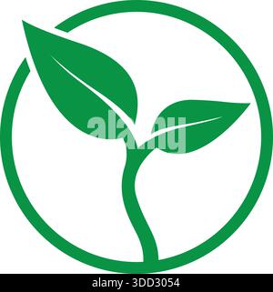Leaf Circle Green Logo Design Eco Nature Template Vector Stock Vector