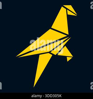 Origami Bird Paper Logo Design Creative Art Template Vector Stock Vector