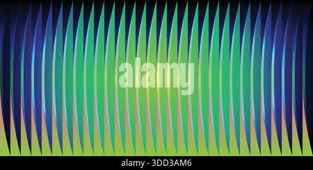 Glass gradient texture with teal and navy ripple pattern and smooth light distortion. Wavy abstract flow, futuristic blur effect, reeded vertical disp Stock Vector