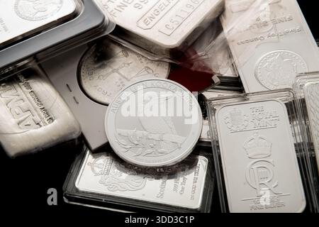 Winneconne, WI - 25 December 2025: Australlian Kookaburra silver coin on an isolated background. Stock Photo