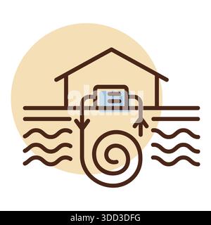 Minimalist outline geothermal energy icon suitable for eco heating and renewable technology design concepts Stock Vector