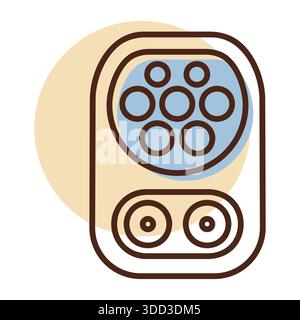 Minimalist outline CCS Type 2 charging inlet icon suitable for electric vehicle infrastructure and eco transport design concepts Stock Vector