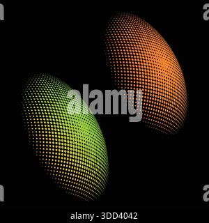 Abstract halftone 3D spheres green and orange vector background Stock Vector