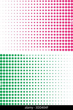 Pink and green halftone dots abstract vector background Stock Vector