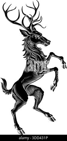 Heraldry Stag Deer Coat of Arms Heraldic Animal Stock Vector
