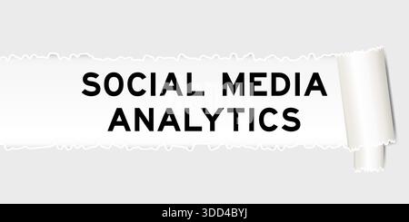 Ripped gray paper background that have word social media analytics under torn part Stock Vector