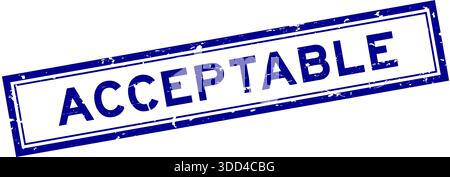 Grunge blue acceptable word square rubber seal stamp on white bacckground Stock Vector