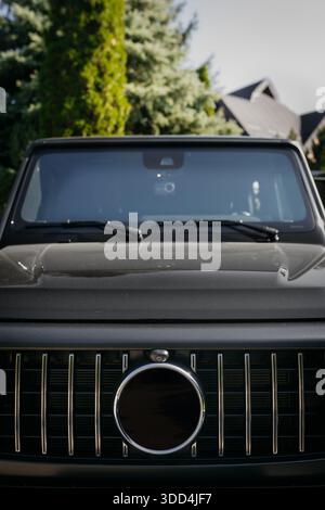 Close-up of the front of the Gelandewagen luxury SUV. Stock Photo