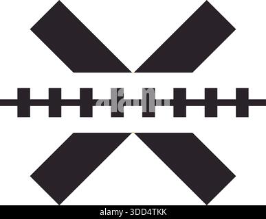 Pictogram icon of traffic sign that alerts drivers of an approaching railway crossing without a barrier. Stock Vector
