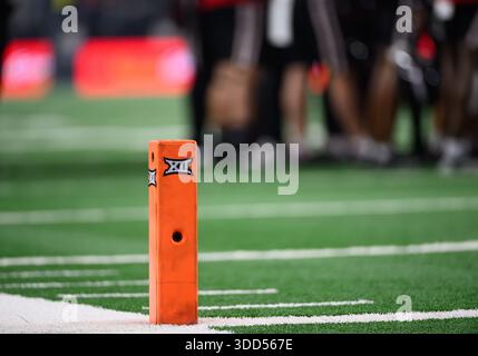 December 06, 2025 Big 12 log on the goal pylon with a camera during the 1st half of the NCAA Football game between BYU Cougars the and Texas Tech Red Raiders at McLane Stadium in Waco, Texas. Matthew Lynch/CSM Stock Photo