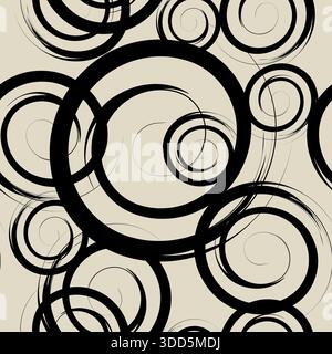Vector seamless pattern texture of spirals and broken lines design. Stock Vector