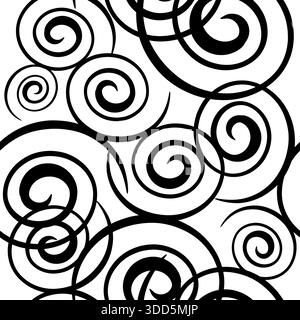 Spiral line seamless pattern design, print screen texture, curved lines monochrome texture, seamless geometric minimalist background Stock Vector