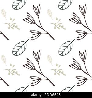 Square-flowing repeated pattern of assorted winter flora, ideal for seamless wallpaper backdrops. Stock Vector