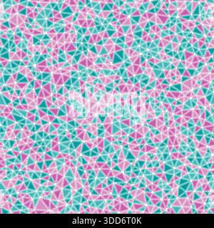 Abstract background with mosaic triangle shapes. Rounded solid shapes in frames. Small triangle size. Multiple colors style. Repeatable pattern. Stock Vector