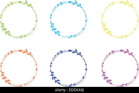 Leaf frame drawn with crayons. Stock Vector