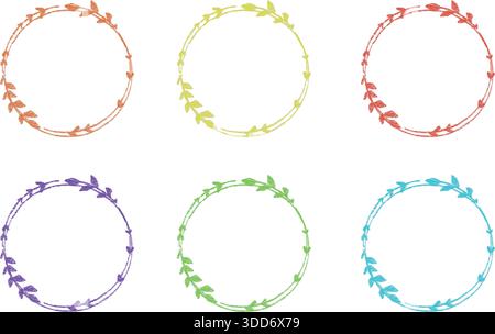 Leaf frame drawn with crayons. Stock Vector