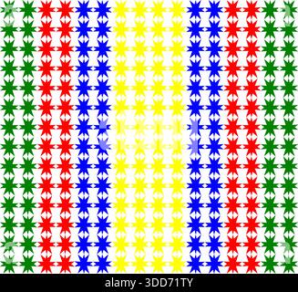 Colorful Star Pattern Background - Vibrant Repeating Geometric Shape Ornament Stock Vector