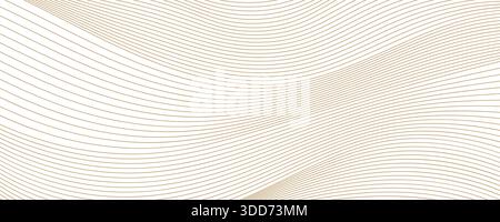 Abstract Gold Wavy Line Pattern on White Background, Topographic Contour Design. Vector illustration Stock Vector