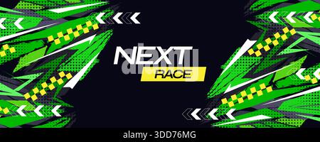 Energetic and Dynamic Sports Background with Green and Grey Brush Strokes and Arrow Shapes. For Racing or Sports Banner and Poster Design Stock Vector
