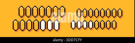 Energy yellow pixel art live bars in two different shapes. Stock Vector