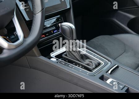 Automatic selector lever in the passenger car Stock Photo
