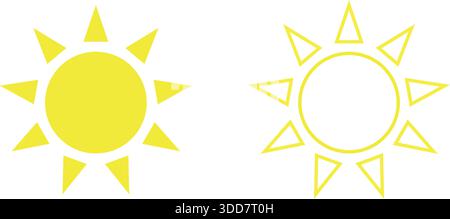 Sun icon set. Vector flat design. Stock Vector