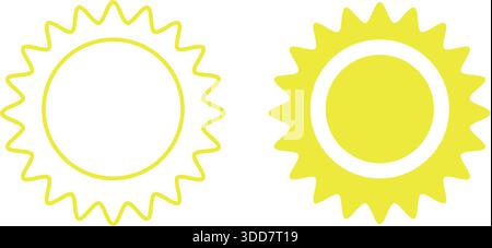 Sun icon set. Vector flat design. Stock Vector