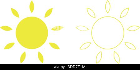 Sun icon set. Vector flat design. Stock Vector