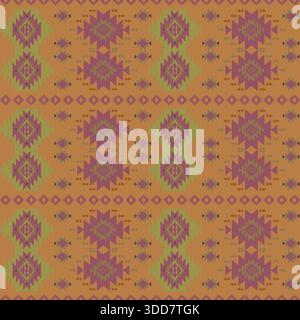 Seamless Aztec Geometric Tribal Pattern in Earthy Southwestern Colors vector illustration, wrapping paper, web layouts, and graphic design application Stock Vector