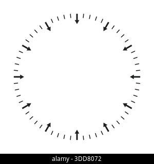 Clock dial watch face vector set. Black clock icon collection with analog faces and clockwise arrows Vector illustration Stock Vector