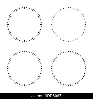 Clock dial watch face vector set. Black clock icon collection with analog faces and clockwise arrows Vector illustration Stock Vector