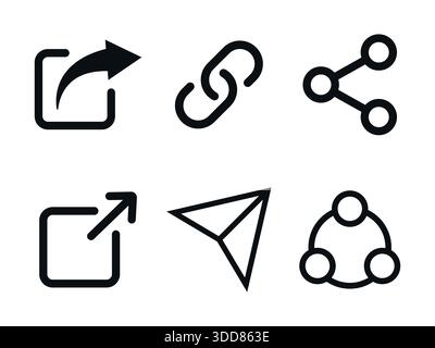 Social media share buttons icon set concept of ui and ux design symbol collection Vector stock illustration Stock Vector