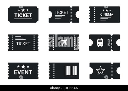 Ticket icon set for event or program access vector illustration Stock Vector