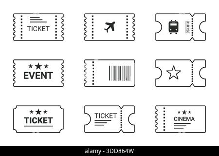 Ticket icon set for event or program access vector illustration Stock Vector
