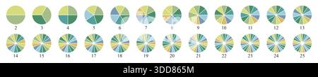 Circle pie chart diagram. Pie chart color icons. Colorful diagram collection Stock Vector