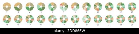 Circle pie chart diagram. Pie chart color icons. Colorful diagram collection Stock Vector