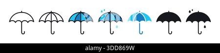 Minimalist flat and line Umbrella icon set vector stock illustration Stock Vector